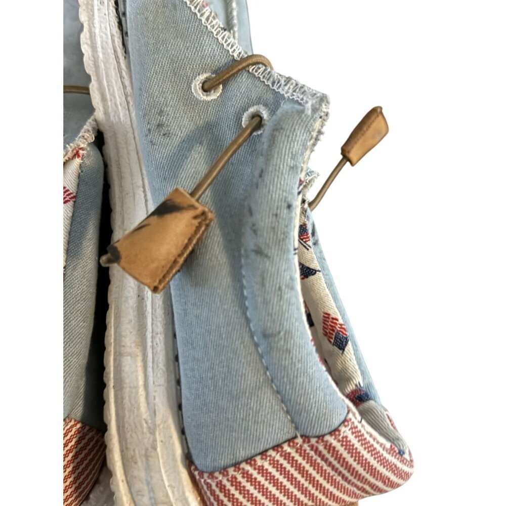 Hey Dude Wally American Denim Stripe women’s Lightweight Slip-On Loafers L11 M9 - Picture 9 of 10